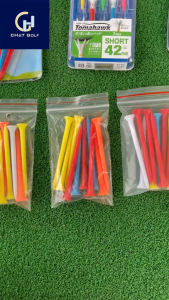 Túi tee golf nhựa 10 cái loại ngắn 42mm và dài 82mm đặt bóng golf tee phát bóng golf chính hãng
