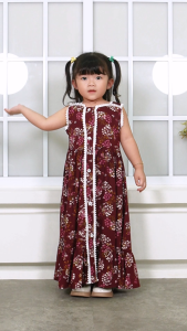 sleevelees Dress anak perempuan usia 4-8 tahun long Dress tanpa lengan motif bunga