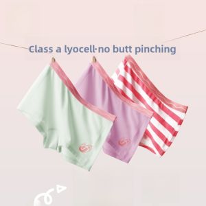 MiiOW | Girls Underwear RAYON Fabric Four Corner Briefs Comfortable Elastic Waist Soft Breathable Antibacterial Home Wear Quick Dry