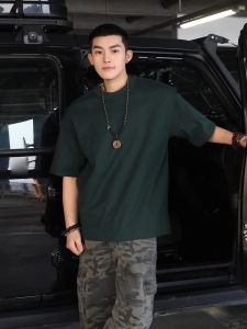 Heavyweight Mint Green Short Sleeve Mens T-Shirt Pure Cotton American Cleanfit Shoulder Fit Summer Top round Neck Casual Tee