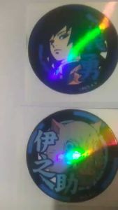 Demon Slayer Character Round Sticker with Rainbow Effect