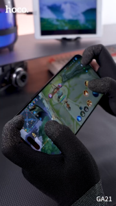 HOCO GA21 ถุงมือเกมมิ่ง 2 นิ้ว เส้นใยเงิน เพิ่มความไว แม่นยำทุกสัมผัส ถุงมือเล่นเกมมือถือ