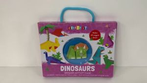 Dinosaurs Origami Activity Book Gift Case For Kids With Activity Book 40 Printed Sheets & Jungle Scenes To Colour