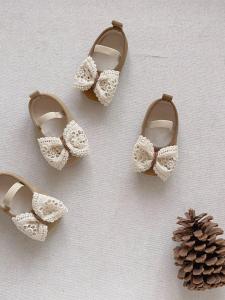 Autumn Winter Baby Girl Learning to Walk Shoes Warm Fleece Lined Anti Slip Soft Bottom Butterfly Knot Princess One Year Old Shoes