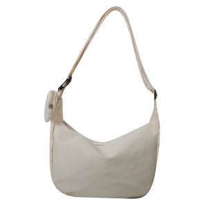 Womens Canvas Dumpling Shape Crossbody Bag Modern Neutral Style Tote Bag with Internal Structure for Daily Use And Events