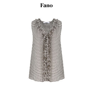 Fano | Áo Vest cổ V bằng Cotton phong cách Vintage có Dải Gỗ