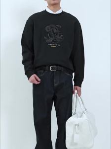 Cabbeen | Áo Hoodie Nam Thêu Dây Kim Tuyến Đen Chuyển Màu