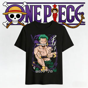 Bandai | 2026 Summer One Piece Roronoa Zoro Print Cotton T-Shirt Vintage Casual Sport Harajuku Top for Anime Fans Adults & Kids Y2k
