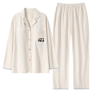 miiow | Cat Person Womens Long Sleeve Modal Cotton Pajamas Set Spring Autumn Casual Home Clothes Simple Solid Color Open Cardigan Outdoor Wearable