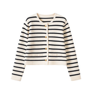 🦋 VEVE High Quality Knitted Coat for Women Loose Striped Long-Sleeved Cardigan