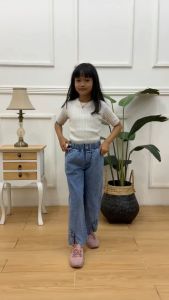 celana jeans kulot anak perempuan/celana jeans kulot impor Kancing
