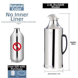 MENGMIAN | Insulated Thick Stainless Steel & Glass Hot Water Flask