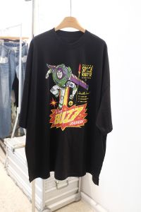 Washed Vintage American Print Loose Large Size Short Sleeve T-Shirt Women Dongda Gate Cotton round Neck Mid-Length T-Shirt