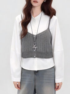 QINGNAER | Knitted Layered Vest Dress Fashionable Womens Large Size