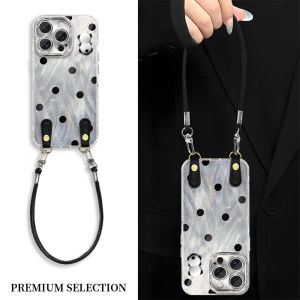 Cute Polka Dot Doll Phone Case for Apple 16Promax Womens Style iPhone 13/15 Full Cover Lens Protection Apple 14Pro Cartoon Apple Xs Anti-Fall Feather Rope Shell