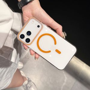 Clear Magnetic Phone Case For iPhone 17 16 15 14 13 12 Pro Max 17Pro 17 Air Shockproof Wireless Charging For Magsafe Back Cover