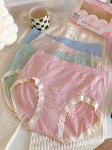 Antibacterial Large Size Cotton Underwear High Waist Womens Triangle Panties Comfortable Breathable Briefs for plus Size