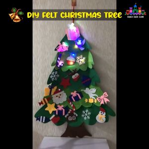 Pokok Krismas DIY dari Kain Felt DIY Felt Christmas tree Xmas DIY Wall Paper DIY Christmas Deco Fun Christmas Gift