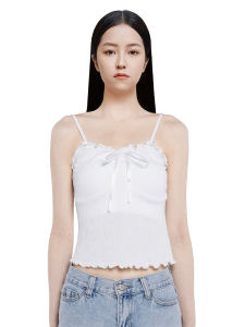 เสื้อกั๊กสายเดี่ยว BM สำหรับผู้หญิง แขนกุด ปมผีเสื้อ ฤดูร้อน 2025 ใหม่ เสื้อชั้นใน เสื้อชั้นนอก ดีไซน์หลังสวยงาม ไม่มีแขน