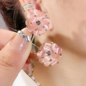 Hoa Tai Ngọc Mắt Mèo Xanh Phong Cách Mới 2025 Thời Trang Nhẹ Sang Trọng Hoa Tai Đính Kim Cương Bạc Nguyên Chất Trang Sức Phụ Kiện