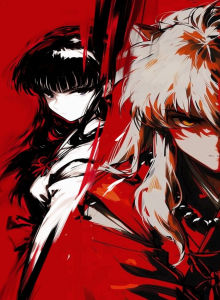 Bandai | Oil Painting Inuyasha and Kikyo Anime Characters Paint by Numbers Modern Wall Art for Living Room Home Decor Frameless