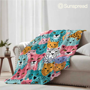 colorful leopard Soft Warm Flannel Blanket Lightweight Cozy Christmas Halloween Home Decor Room