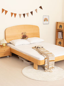 Solid Wood Childrens Bed Single Bedroom Youth Boy Nordic Style Furniture Simple Modern No Storage No Mosquito Net