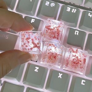 DIY Translucent Leaves Dry Flowers Paper Keycap Universal Cross Axis Mechanical Keyboard Key caps Accessories