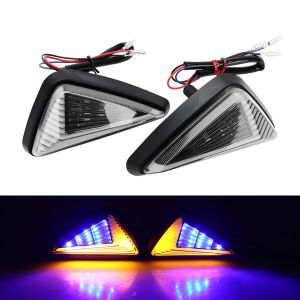 KEVANLY | 1Pair Motorcycle LED Turn Signal Light Triangular Sequential Water Flowing Indicator Blinkers DRL Running Lamp Blue Yellow