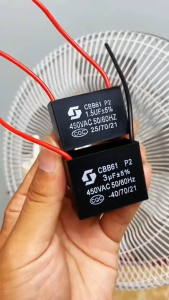 ELECTRIC FAN CAPACITOR  W/ WIRE 1.5 uf & 2 uf 400v & 450v AC