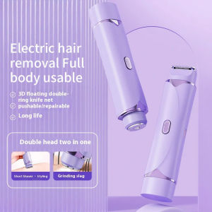 Multi-Function Epilator for Women Double Razor Head USB Rechargeable Face Beard Legs Body Underarm Bikini Electric Shaver