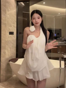 Summer New Arrival Cotton V-Neck Top And Skirt Set for Small Figures Stylish Hanging Neck Top Half Skirt Two-Piece Set