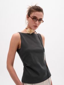 French Style Classy Gray Small Sling Vest Womens Summer Thin Stylish Niche Style Inner Match Sleeveless Elegant Tops