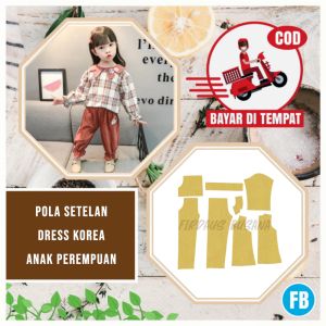 【COD】Pola Setelan Dress Korea Anak Perempuan | Pola Baju Anak | Pola Instan | Pola Jiplak | Pola Jahitan Lengkap Firdaus Busana