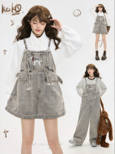 KEIKO | Eccentric Style BraidedSuspender Jean Shorts