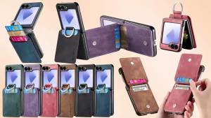 szhaiyu | Wallet Card Holder Leather Phone Case for Samsung Galaxy Z Flip 8 7 FE 6 5 4 3 Flip8 5G Ring Stand Protection Cover