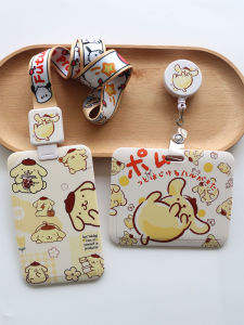 Cute Pom Pom Purin Cute Cartoon Good-looking Student School Card Shuttle Card Bus Pass Access Control Card One-Card Meal Card Holder Lanyard Halterneck Anti-Lost Horizontal Version Certificate Name Tag Can Buckle Telescopic