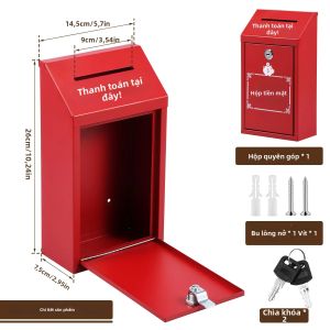 Hộp Thư Kim Loại Ngoài Trời Có Khóa Gắn Tường Có Thể Khóa Hộp Đựng Chìa Khóa Dùng Cho Nhà Ở Thu Tiền Quyên Góp - Giải Pháp Hộp Thư An Toàn