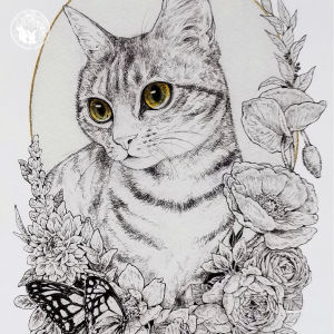 Original Cat Duet Classical Elegant Greeting Illustration Postcard SUNMOOD Japanese Paper Size 14.8x10cm Fresh Elegant Style