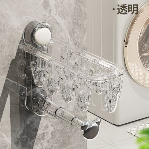 Foldable Plastic Clothes Drying Rack Balcony Storage Multi-Function Laundry Holder with Clips Space Saver No Drilling Required