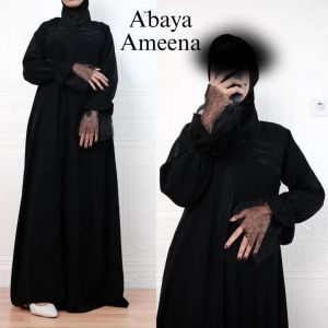 [ABAYA ORI] DUBAI ABAYA TURKEY Ameena DRESS MUSLIM GAMIS JUMBO O riginal BERLEBEL MEGASTORE GAMIS LEBARAN TERBARU TERMURAH TERLARIS