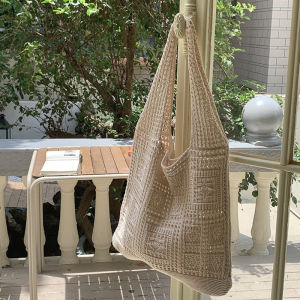 Simple Crochet Tote Bags Fashion Hollow Knitted Womens Bags Casual Female Shoulder Bags Ladies Shopping Top-Handle Bags Handbag