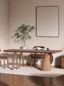 New Chinese Style Tea Table Dining Table One Piece Designer White Ash Walnut Wood Real Wood Tea Desk Two Uses Tea Platform