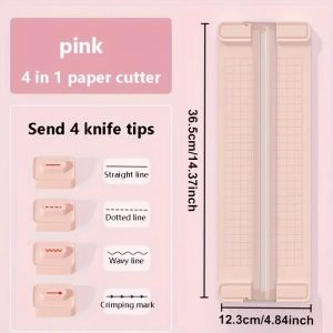 1pc Manual 4-in-1 Bidirectional Paper Cutter with 4 Blades -  Portable Office School Home Use Precision Cutting Tool