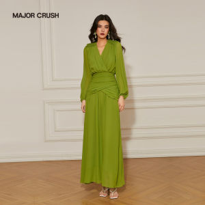 Elegant V-Neck Slimming Tea Dress Long Dress