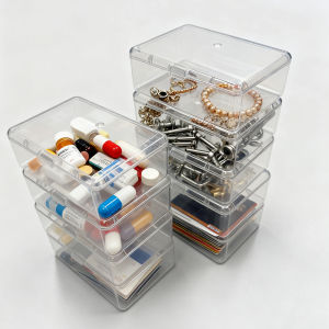 Affordable Transparent Storage Box Multi-Functional Clear Organizer for Medicines Jewelry Cards Hardware Accessories