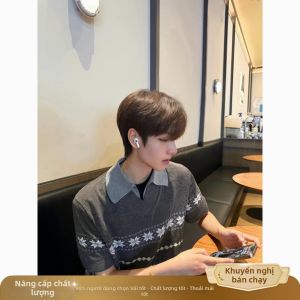 ZHUOCAN | Áo Polo Knitted Fair Isle Mát Mẻ Cho Mùa Hè