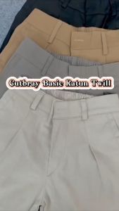 Celana Cutbray Basic Pants Resleting Twill Stretch Combed