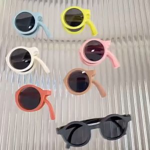 Foldable Kids Sunglasses Girls Boy Children Sun Glasses Round Street Beat Eyeglasses Cute Baby Shades Eyewears Kids Sunglasses Childrens Polarized Sunglasses UV Protection Boys Girls Fashion Cute Baby