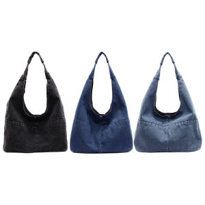 MOJOYCE Stylish Denim Tote Bag for Women Large Capacity Casual Shoulder Bag with Durable Material and Vintage Appeal